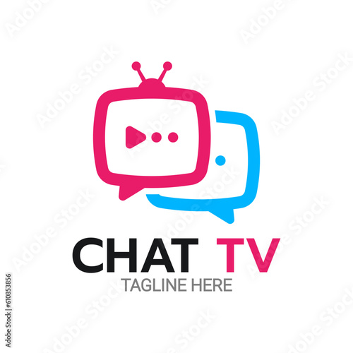 Chat TV  Logo template. Bubble chat tv logo.