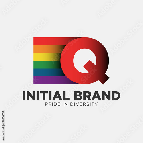 letter Q rainbow color pride community and company initial vector logo design