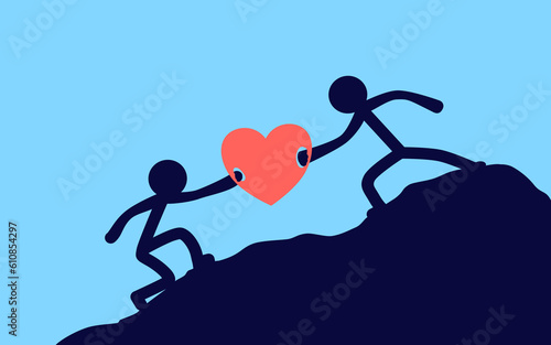 Mutual aid. Compassion for fellow humans.
Religious Moral concept. Care and supporting each other. Helping hand with love.