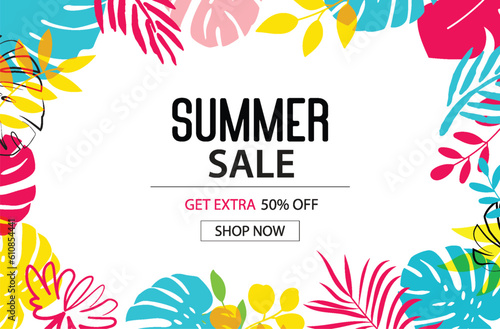 Wallpaper Mural Summer sale with decoration on blue background. Torontodigital.ca