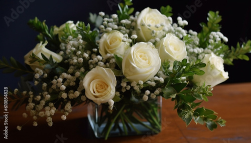 Fresh bouquet of pink blossoms for wedding celebration generated by AI