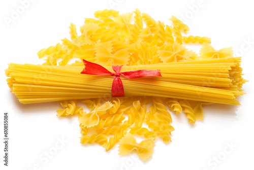 Close up of uncooked macaroni