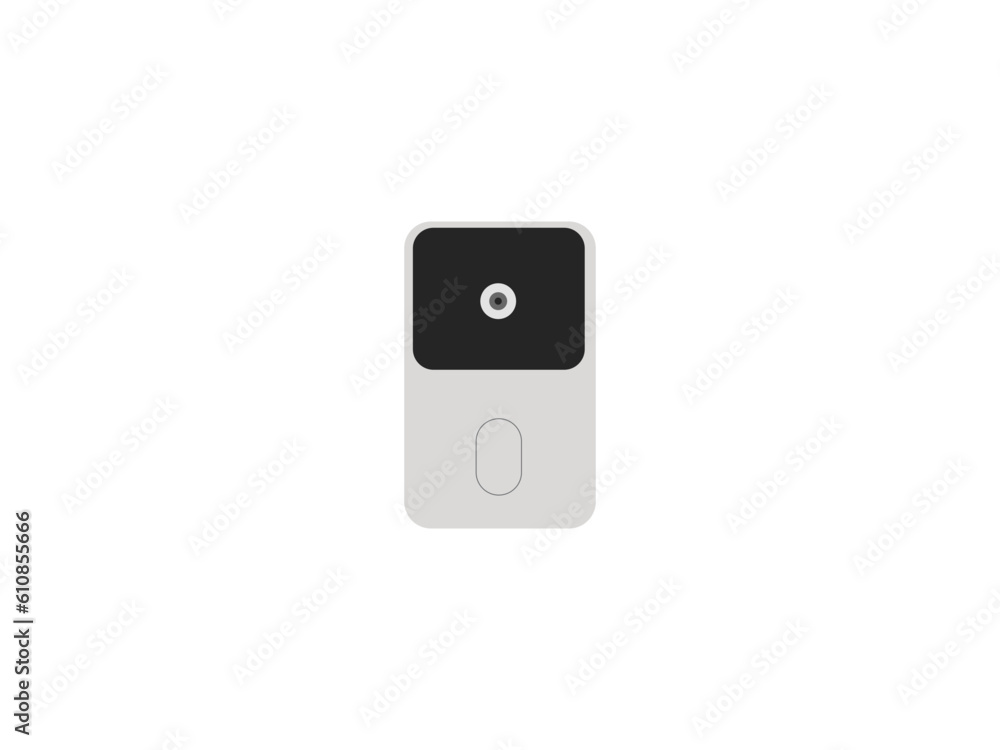 doorbell on the wall of the house with a surveillance camera vector illustration, The female hand presses a button doorbell with camera and intercom vector design for new business doorbell on the wall of the house with a surveillance camera vector illustration, The female hand presses a button doorbell with camera and intercom vector design for new business