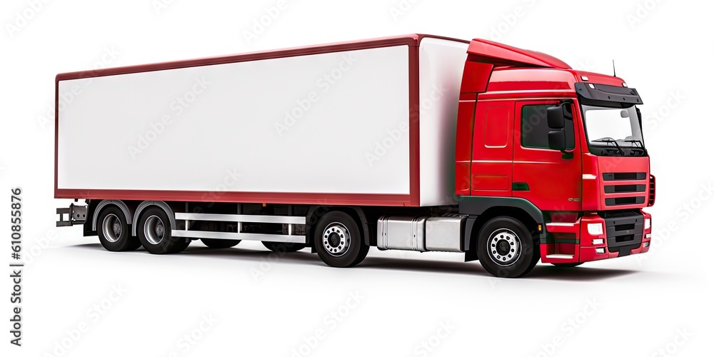 Container Trucking. Reliable Freight Shipping and Transport. Transportation Industry. Illustration of a White Truck on a White Background