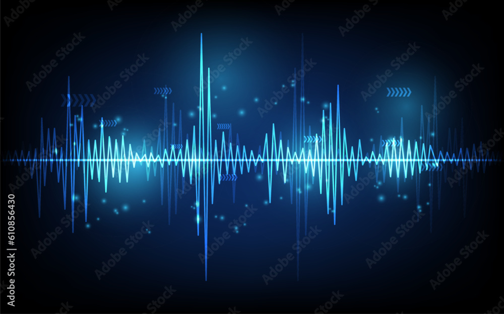 Sound wave rhythm background, technology concept, futuristic digital innovation background vector illustration Sound wave rhythm background, technology concept, futuristic digital innovation background vector illustration