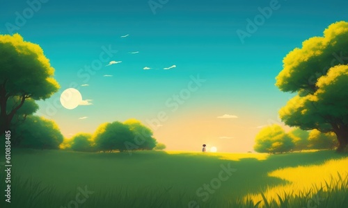 landscape with trees and sky