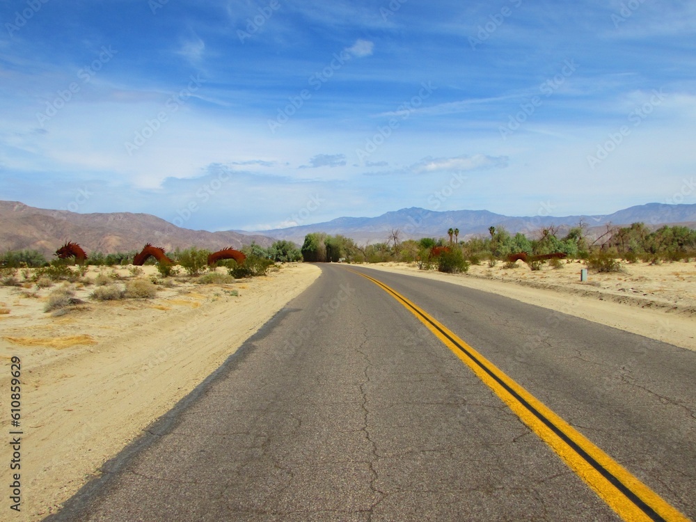 View of Road to Galleta Meadows in Borrego Springs California