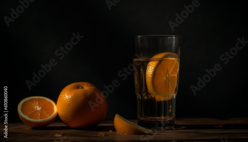 Refreshing citrus cocktail on rustic wooden table generated by AI