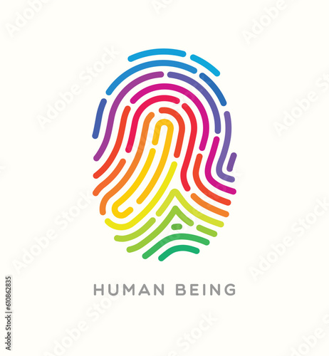 Rainbow fingerprint for June Pride Month. Image of support for LGBTQ human beings. Vector illustration