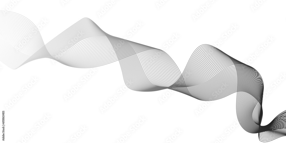 Abstract wavy white and grey curved lines on transparent background. Frequency sound wave lines and technology background, Design for brochure, flyer, banner, template, business wave lines background. Abstract wavy white and grey curved lines on transparent background. Frequency sound wave lines and technology background, Design for brochure, flyer, banner, template, business wave lines background.