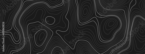 Black and white wavy paper curve relief abstract topographic map background. Geographic mountain relief. Topographic map lines, contour background. Abstract wave lines background.