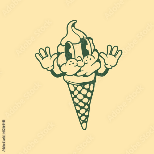 Vintage character design of ice cream