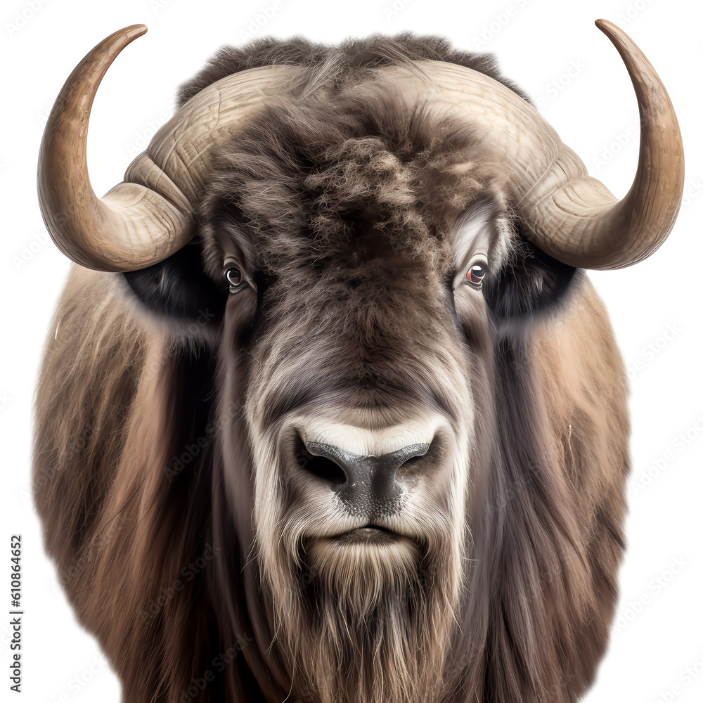 Muskox head isolated - Generative AI Muskox head isolated - Generative AI