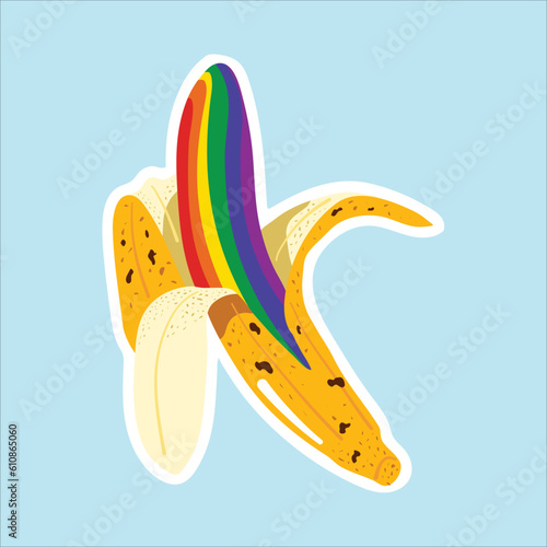 Illustration lgbt peeled banana sticker