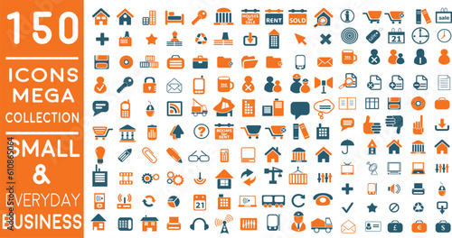 Premium Essential Flat Business Icons for Small Business and Everyday Use | Modern flat line icons set of global business services and worldwide operations. Premium quality 150+ icon pack.
