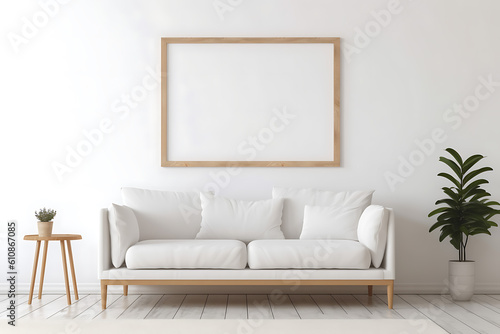 Living room with white walls and furniture