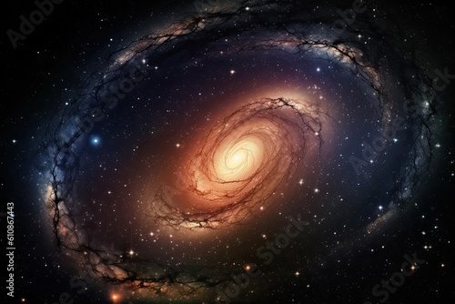Galaxy in free space. Beautiful spiral galaxy in space with stars. AI Generated