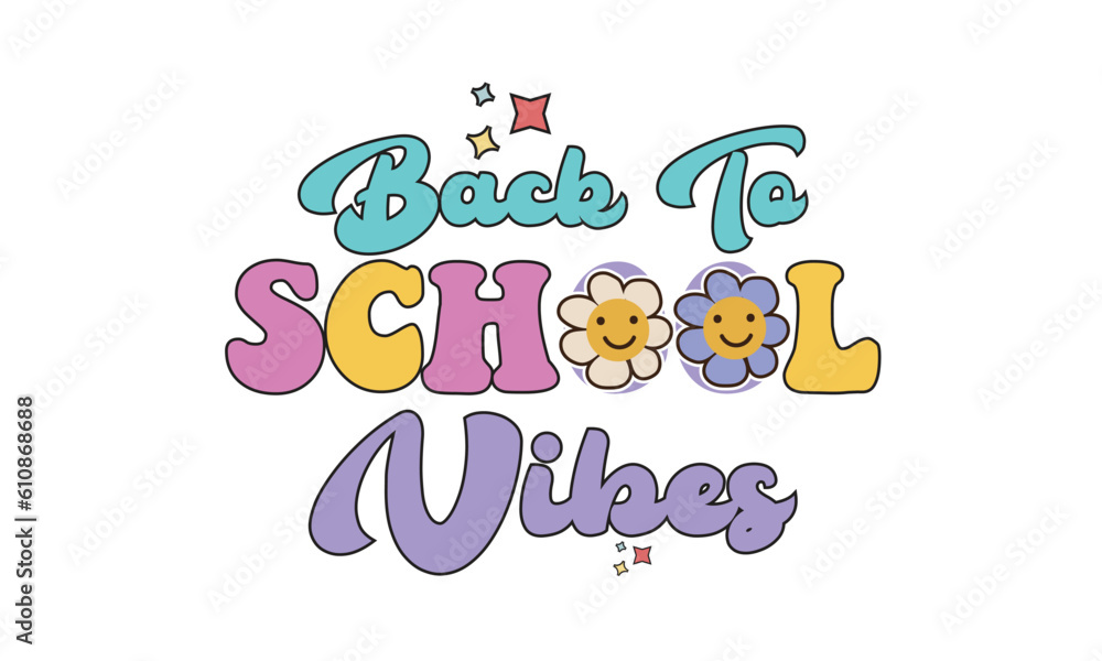 Naklejka premium Back to School Vibes Retro SVG Design