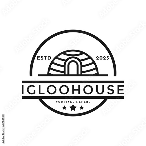 vintage retro igloo house logo design idea