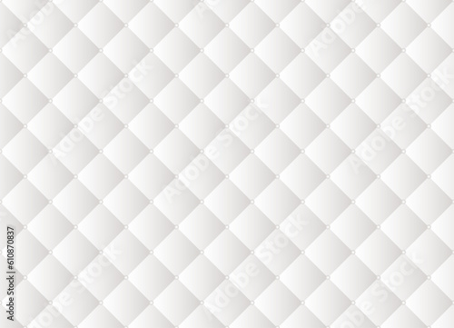 White upholstery leather texture background for print design. Quilted square and bead seamless pattern vector art.
