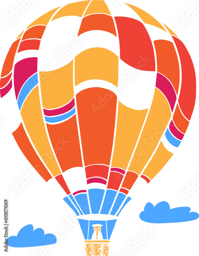Vector colorful hot air balloon flat silhouette style isolated on white background
