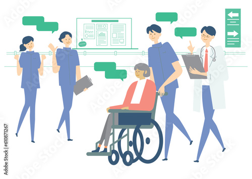 車椅子_medical care_variation_医療、人物セットmedical care_variation_医療、人物セット