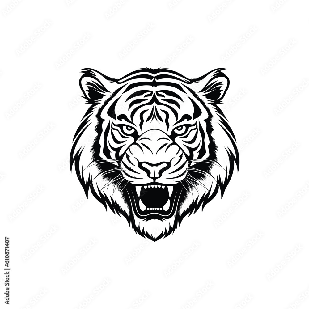 Vector tiger head, face for retro logos, emblems Vector tiger head, face for retro logos, emblems