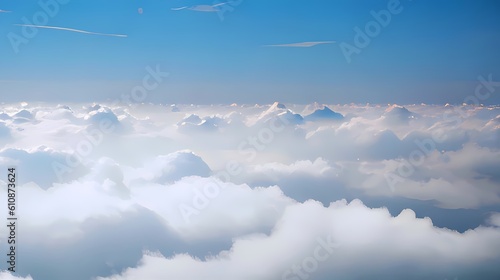 雲を上から見た風景のアニメ風イラスト Generative AI