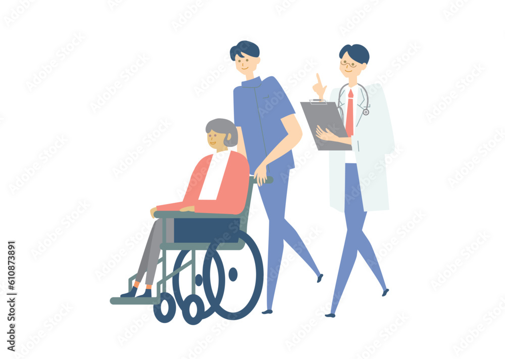 Obraz premium 車椅子_medical care_variation_医療、人物セットmedical care_variation_医療、人物セット