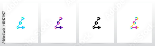 Cube Hexagon Linked Together Letter Logo Design L