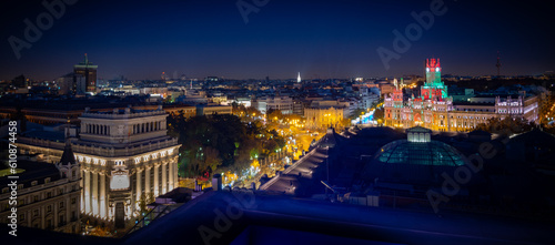 vistas nocturnas de la ciudad de Madrid España	 photo