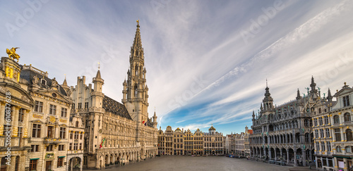 Brussels Belgium, panorama city skyline at Grand Place Square photo