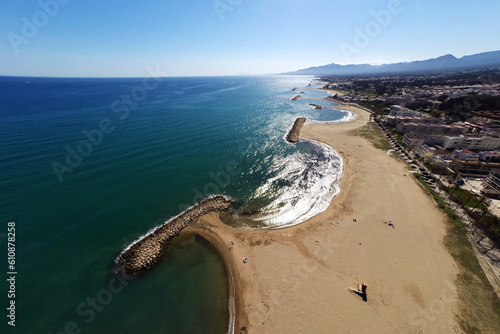 aerial image of sea landscape beach in the mediterranean sea