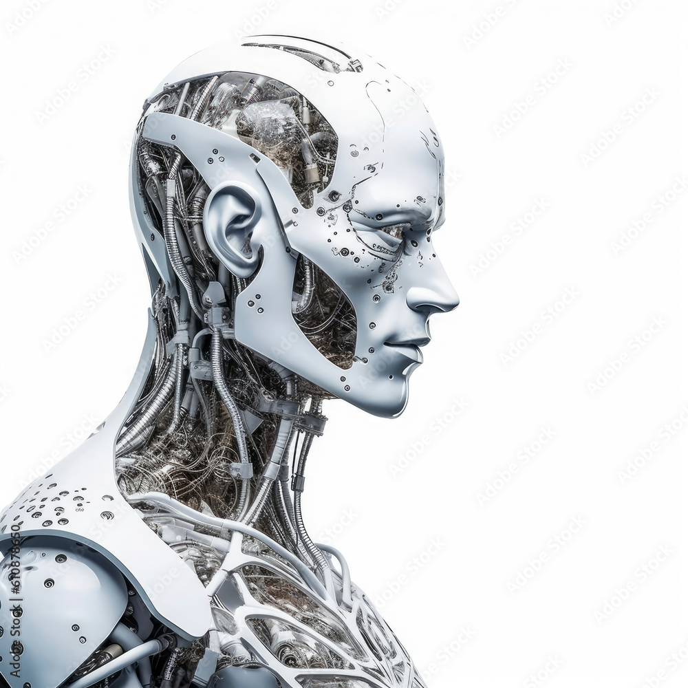 a cyborg, humanoid, robot