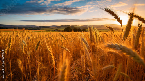 Golden and Romantic Wheat Field Landscape