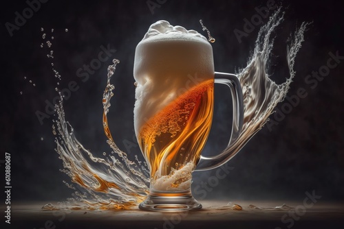 Fototapeta Glass of beer with splash