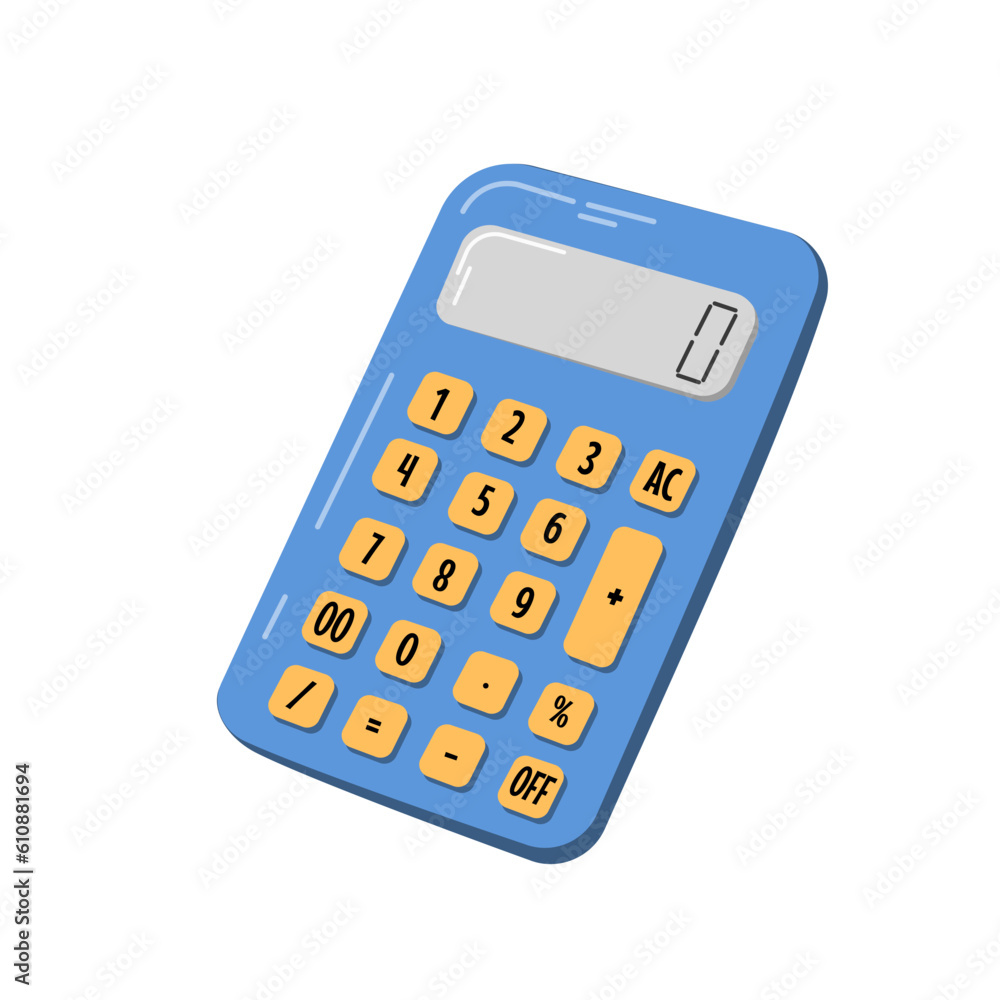 Vector isolated image of a blue calculator on a white background. School and office illustrations, school design, sticker design, web elements. Suitable for posters, banners. Vector isolated image of a blue calculator on a white background. School and office illustrations, school design, sticker design, web elements. Suitable for posters, banners.