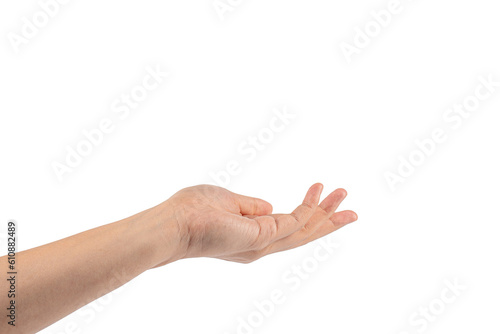 Hand of woman showing thumb-up gesture on transparent background