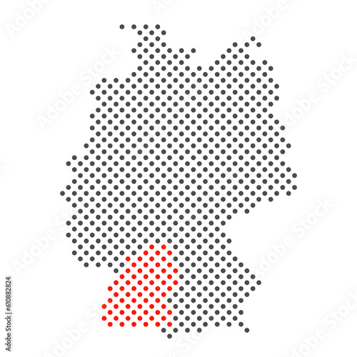 Bundesland Baden-Wuerttemberg  Karte von Deutschland aus Punkten mit Markierung