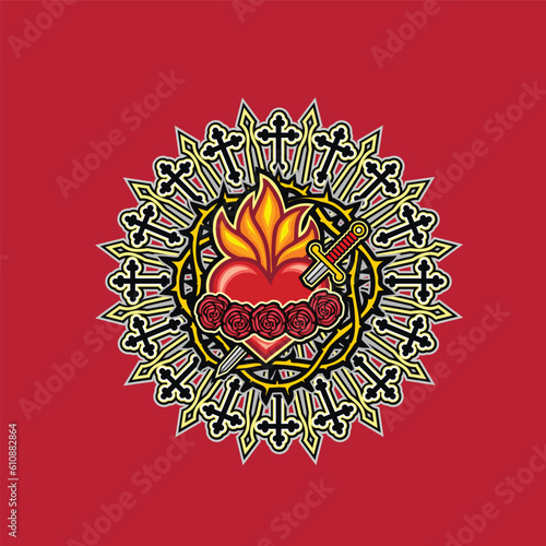 catholic symbol, Immaculate Heart of saint Mary
