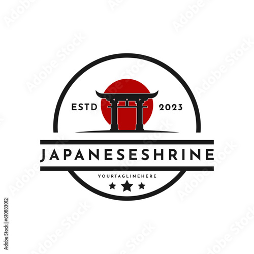 Vintage retro japanese shrine logo design idea
