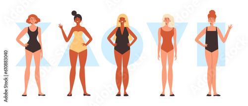 Female body types and classification visual image vector illustration isolated.