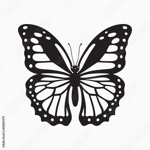 Silhouette of butterfly. Monochrome vector illustration