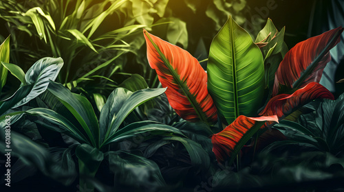 Lush vegetation in the tropical forest, background image. © ArturSniezhyn