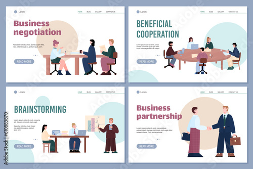 Team of people conducts business negotiations or work meeting in office.