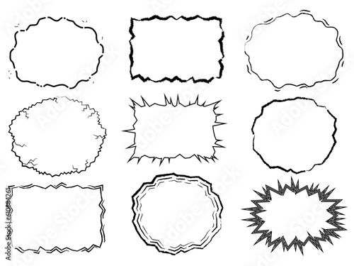 Cadres et bordures, Frameset à partir de lignes dessinées à la main, éclaboussures, gribouillis et cadre de croquis