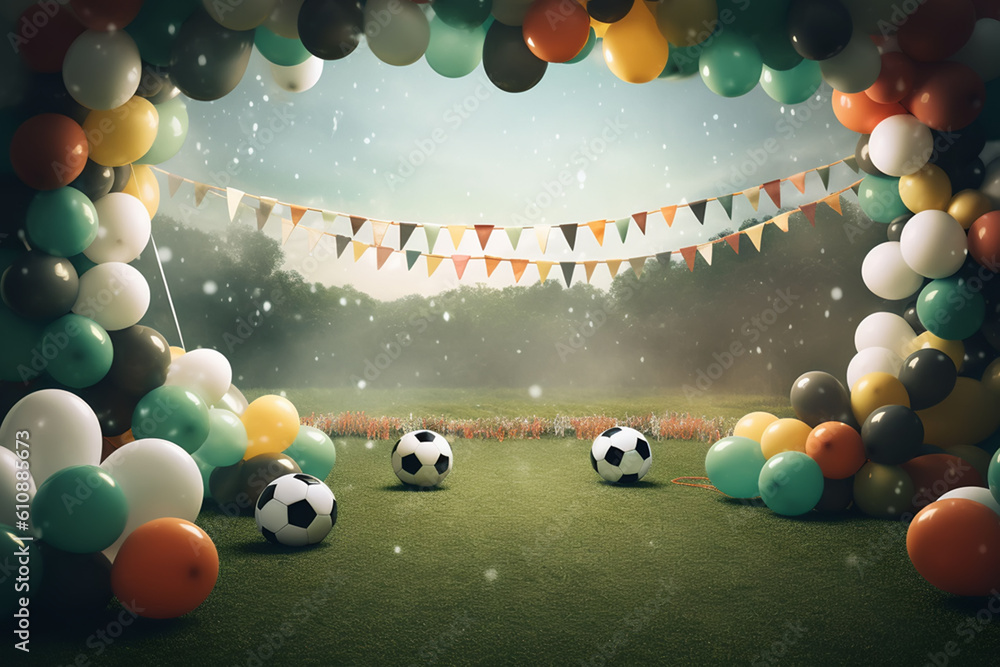 Round Football Stadium Light Night Birthday Bakcdrop main image 0