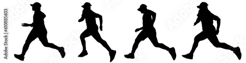 set man running Asian man in sport clothes running on white background