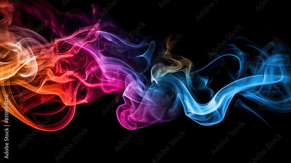 Ai generative.  Colorful smoke on black