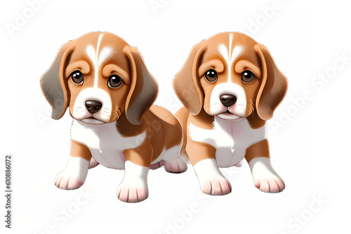 beagle dogs isolated on white